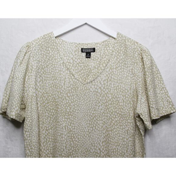 Original Nicole Miller Linen Blend Short Sleeve Pleated A-Line Shift Dress Sz M - Picture 4 of 10